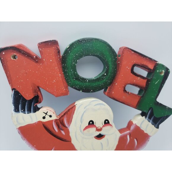 Christmas Santa Claus Noel Hanging Wall Decor Wooden Hand Painted Vintage - Picture 4 of 6